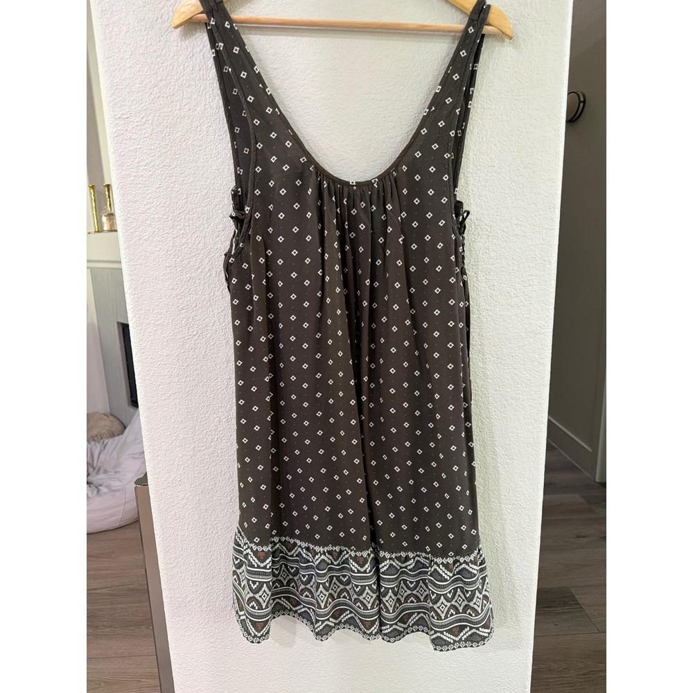 Roxy Sleeveless Mini Dress Brown Geometric Boho Scoop Neck ARJWD03159 XL